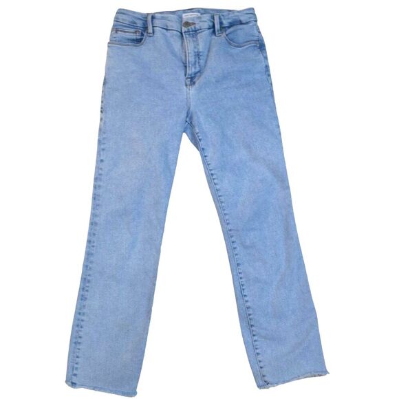 Good American Denim - Good American Highrise Jeans Size 28 Light Blue Cropped Ankle Straight Leg Denim